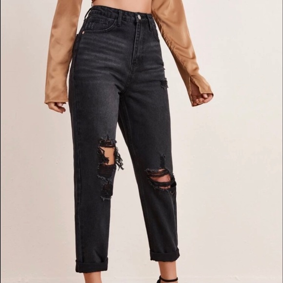 High-Waisted Ripped Mom Jeans - Picture 2 of 5